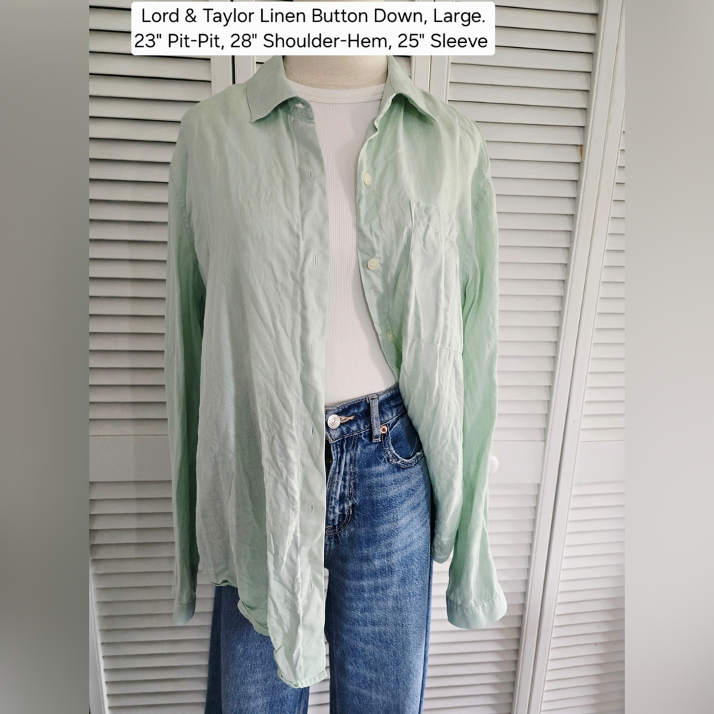 Lord & Taylor Linen Button Down Shirt